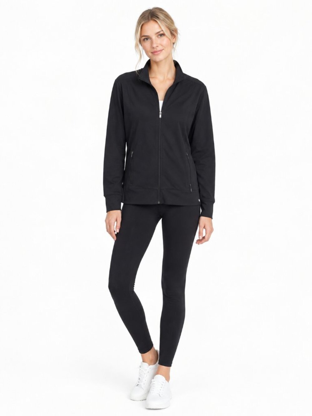 2/$30 Lands' End Activewear Full-Zip Windbreaker Track Jacket Black XL #A4394